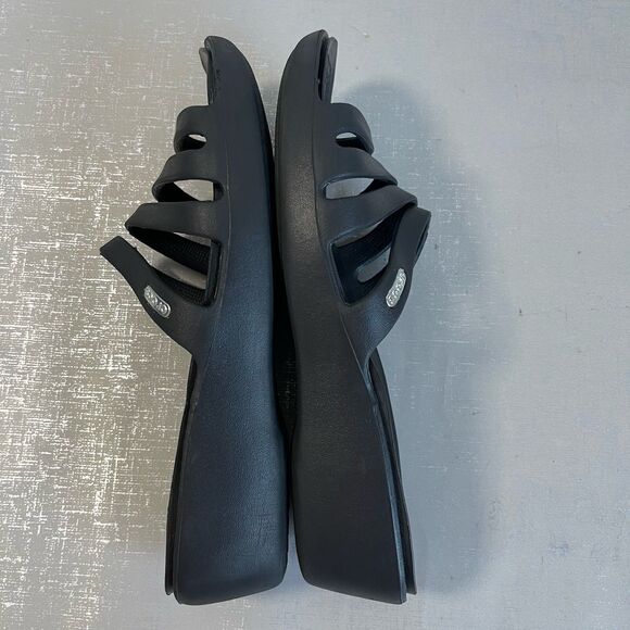 Crocs Rhonda Wedge Sandals Black Women's 8 Strappy Slip On Comfort Shoes - Picture 8 of 13